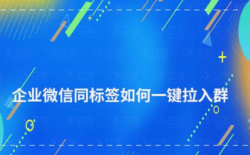 企業(yè)微信相同標簽客戶如何一鍵拉入群